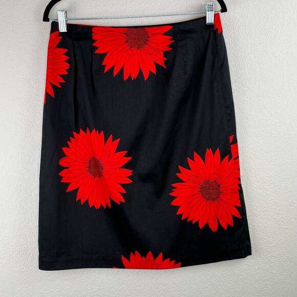 Grace Dane Lewis Workshop A-Line Black Red Sunflower Knee Lgth Mini Skirt 6 NWT - Picture 14 of 14
